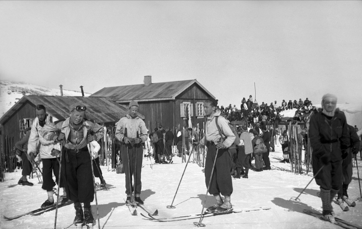 Vintermotiv. Eggedal påsken 1944. Skiløpere på tur.