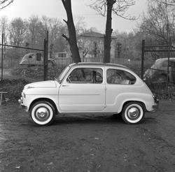 Serie. Test av bilmodellen Fiat 600. Fotografert oktober 195