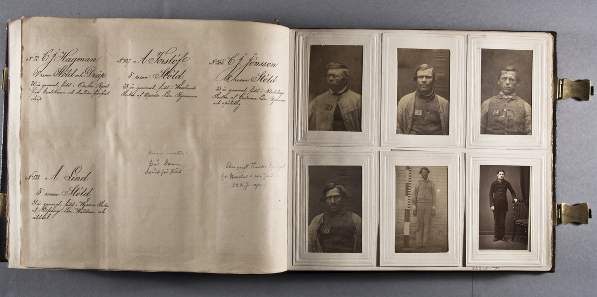 "Photografiskt Album för år 1861 öfver fångar förvarade å Warbergs fästning".  Samt i samma album : "Photografiskt Album för år 1861 öfver fångar förvarade å Landskrona fästning".