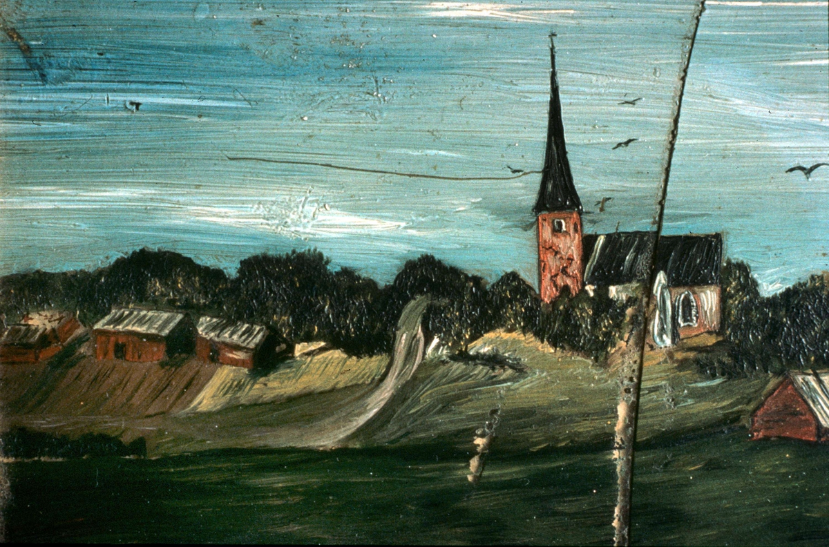 Glasmålning föreställande Vaksala kyrka, Uppsala