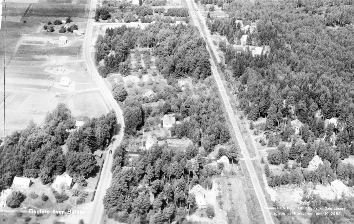 Flygfoto över Bålsta, Yttergrans socken, Uppland 1947