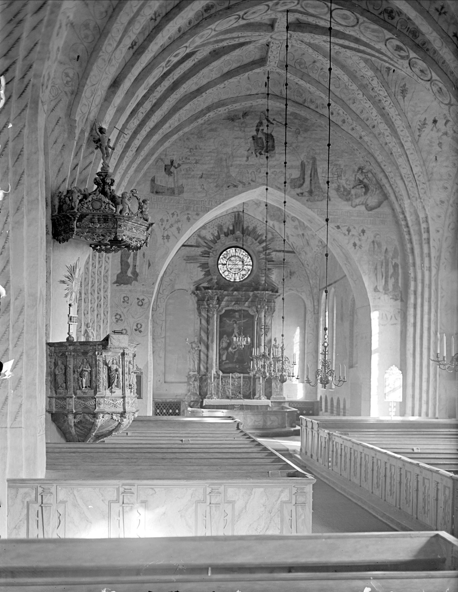 Interiör i Vendels kyrka, Vendels socken, Uppland 1933