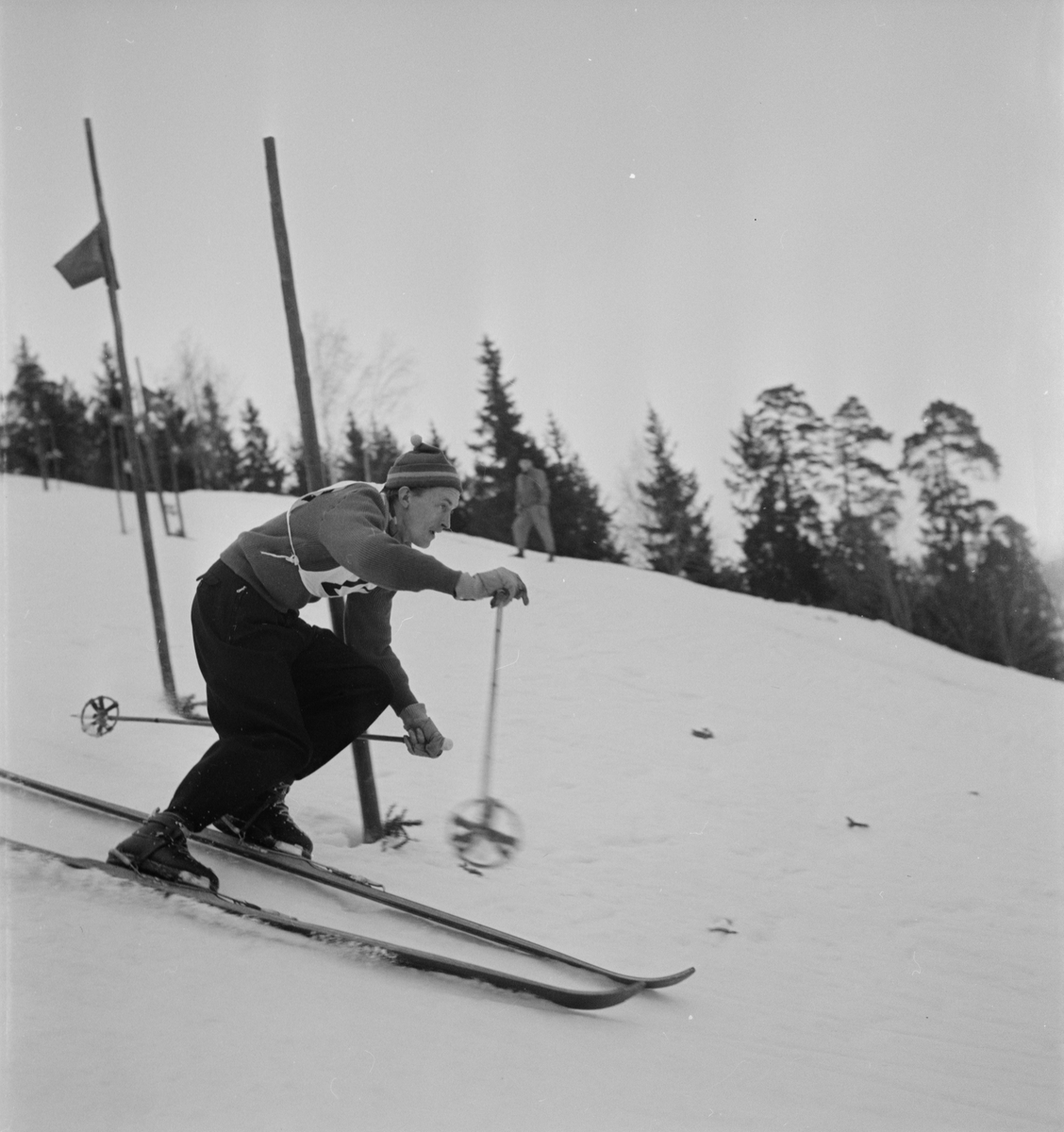 Skidor - slalom, sannolikt Uppsala 1954