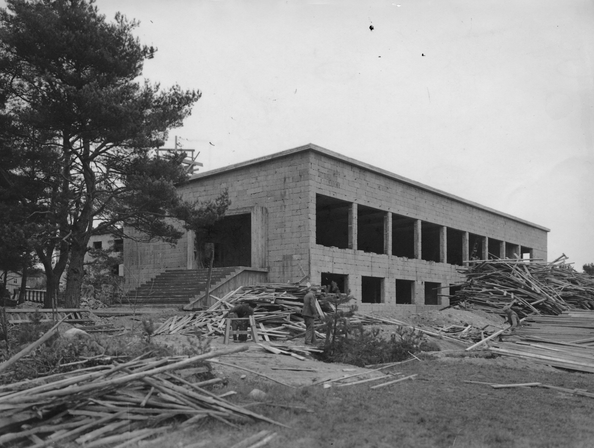 Ekonomibyggnad byggs på F 2 Roslagens flygflottilj, 1937