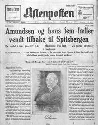 Faksimile av forsiden av Aftenposten fra fredag 19. juni 192