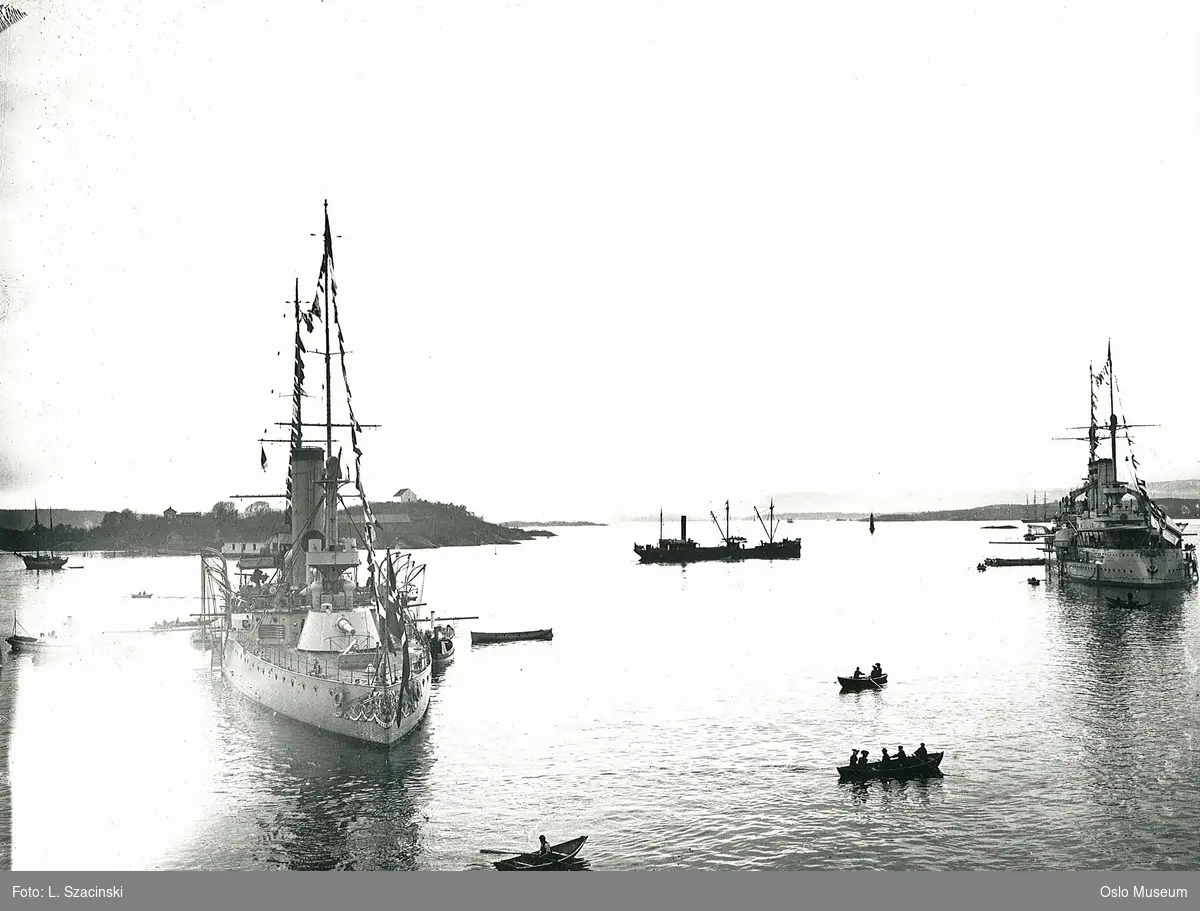 fjord, krigsskip, robåter