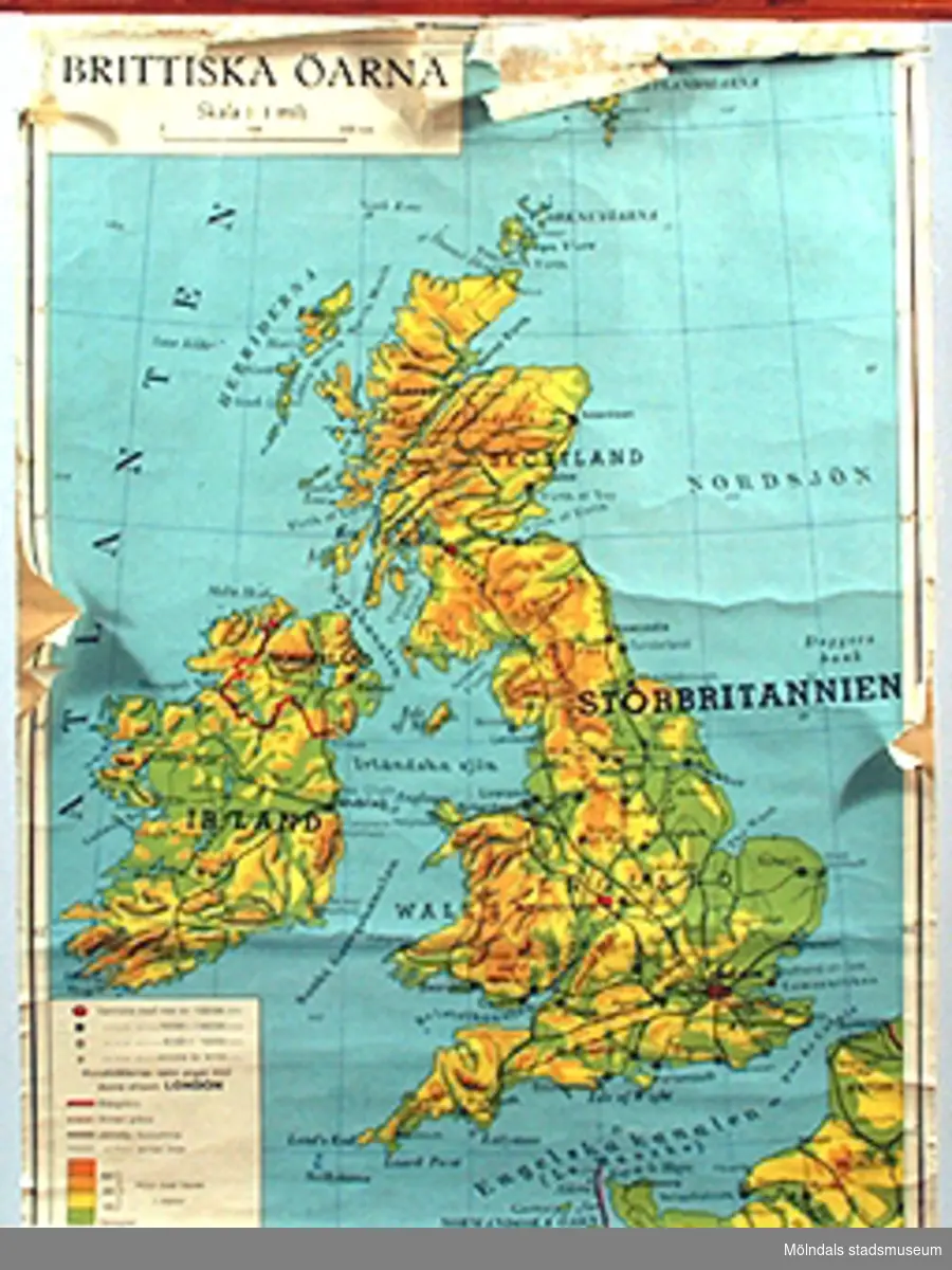 Skolkarta: Brittiska öarna, märkt nr 38.