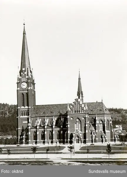 Exteriör av Gustav Adolfs kyrka. Kyrkan invigdes 1894, ritad av Gustaf Hermansson.