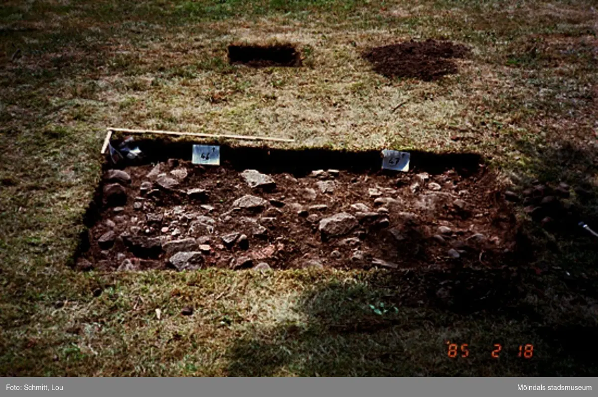 Drivhuset "B", arkeologisk utgrävning vid Gunnebo slott, augusti 1995.