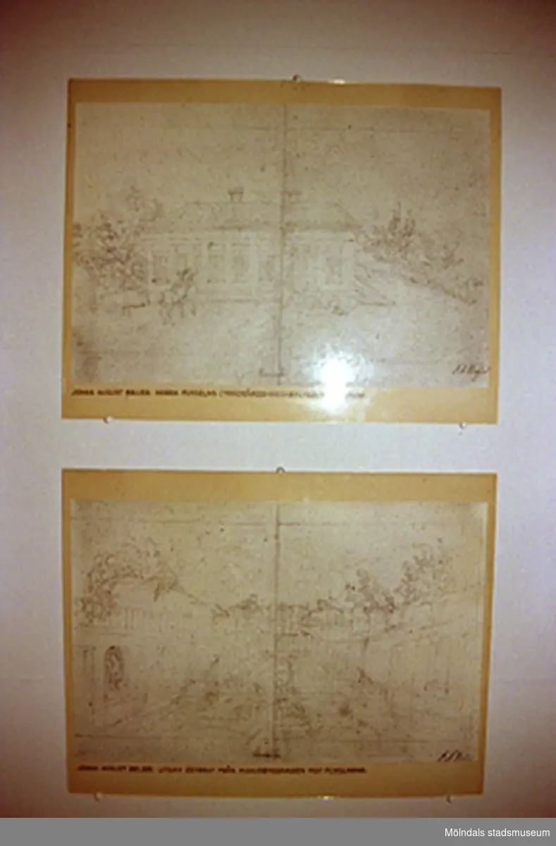 Utställning på Gunnebo slott, okänt årtal. John Halls eller Carlsbergs teckningar.