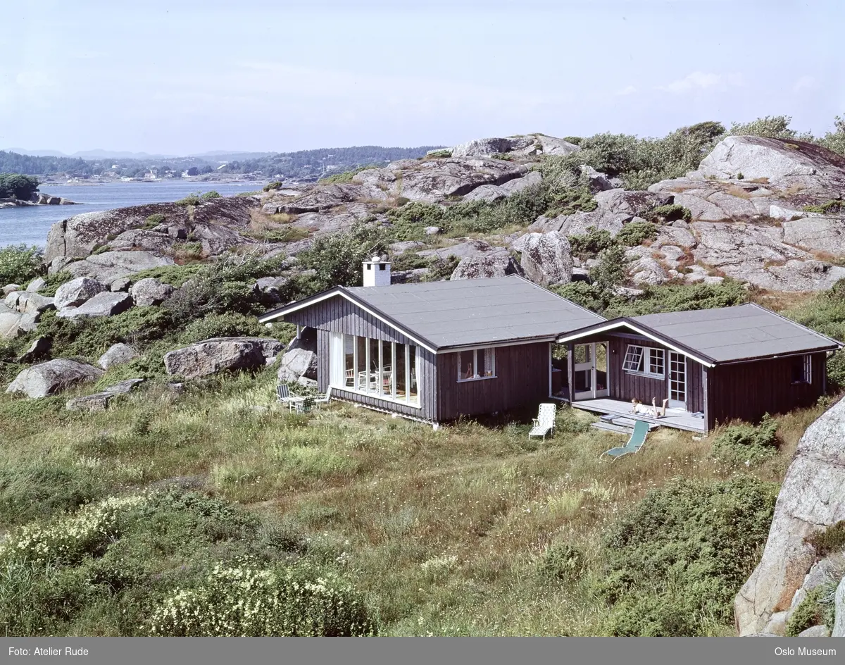 hytte, svaberg, utsikt, fjord
