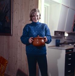 villa, interiør, peisestue, selskap, kvinne, servering av gl