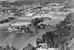 Oversiktsbilde fra gårder og boligstrøk i  Mysen i Eidsberg,
