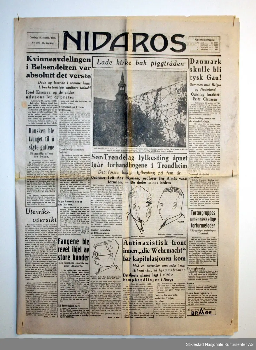 Avis i Berlinerformat. Utgitt høsten 1945. Illustrert med bilder.