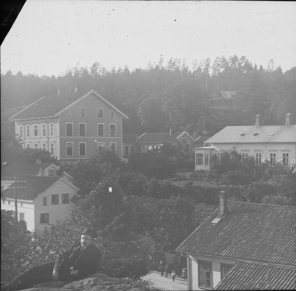 Parti fra Løkka 1909. Barnehjemmet. Kragerø. Senere bibliotek og trygdekontor.