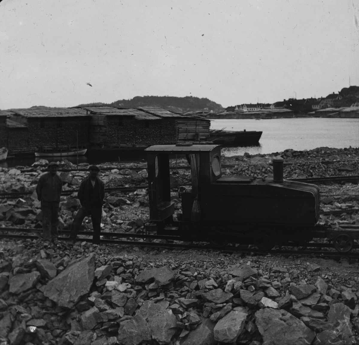 Utfylling  av Kirkebukta og jernbanebygging, ca. 1926, Kragerø