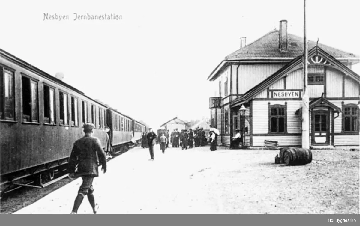 Jernbanestasjon, Nesbyen, tog, stasjonsbygning, Bergensbanen,