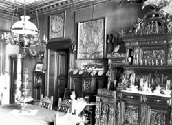 villa, interiør, spisestue, lampe, ovn