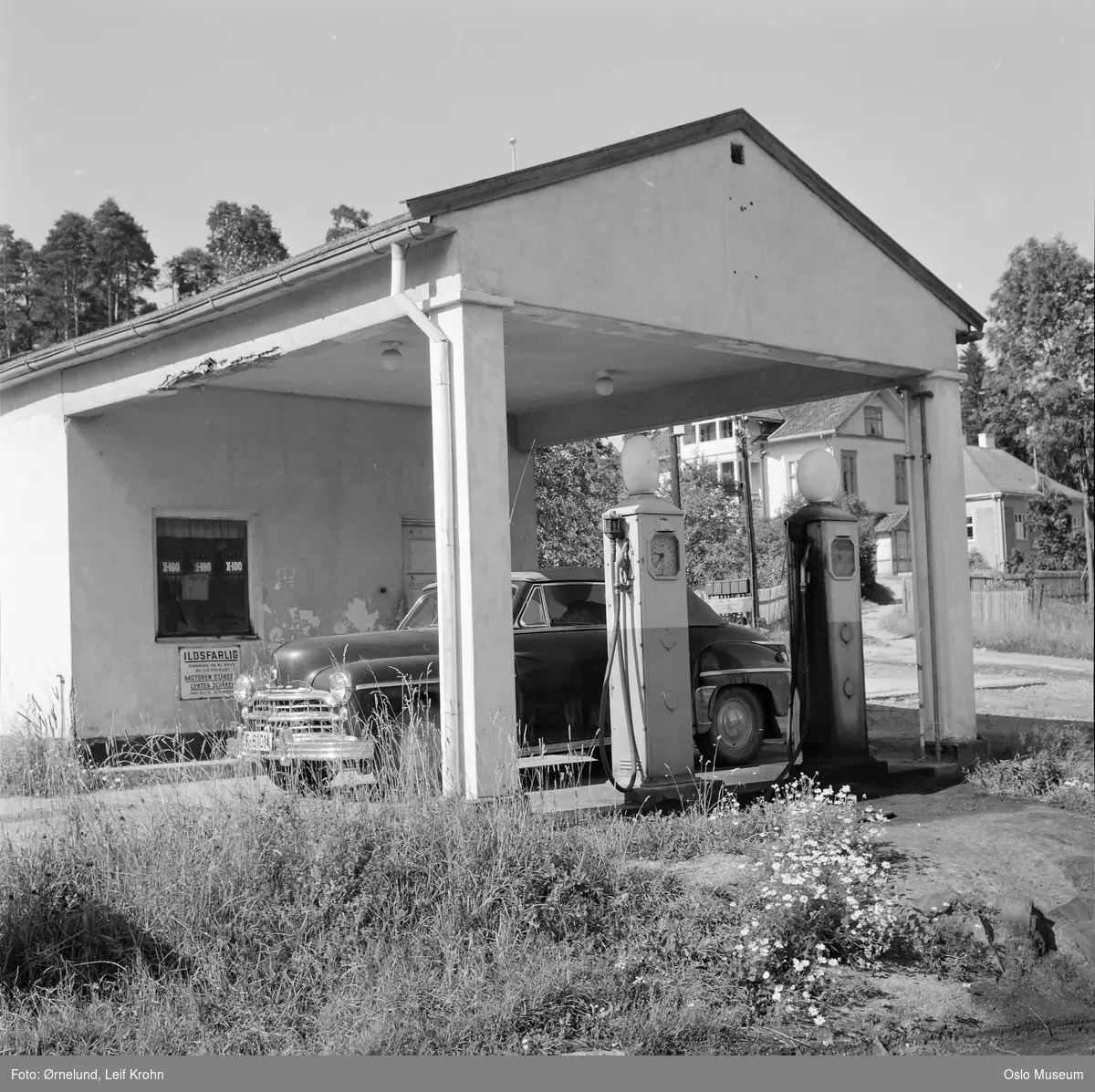 bensinstasjon, bensinpumper, bil, Dodge, villa