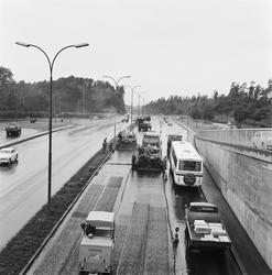 Asfaltering av Drammensveien ved Vækerø.