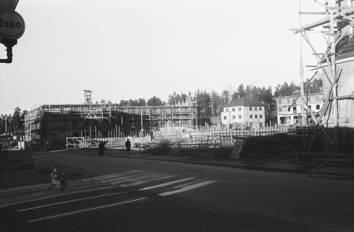Storgata, Leiret. Elverum. Gjenoppbygging etter bombingen i 1940. 