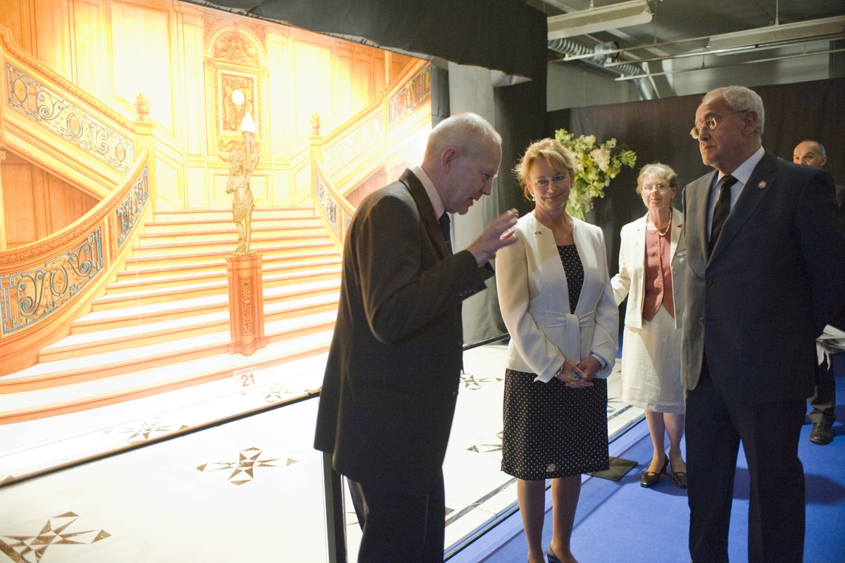 Titanic utställning, invigningen 28 maj 2009.
Kulturminister Lena Adelsohn Liljeroth.
