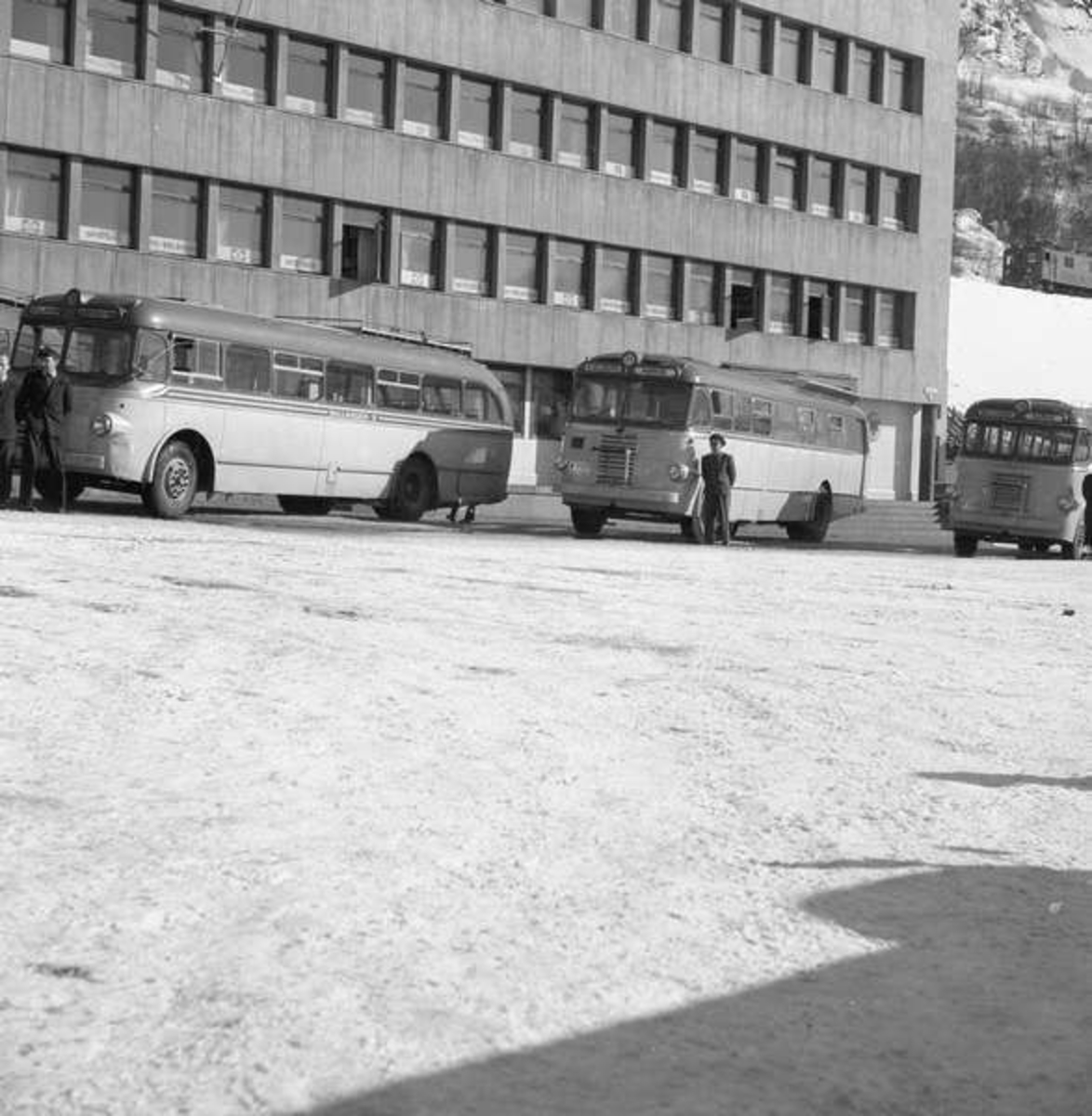 Ofoten Bilrutens busser ved havnens hus