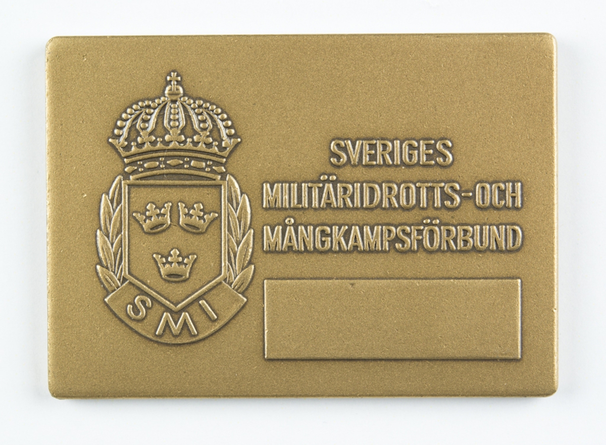 Plakett Sveriges Militäridrotts- och Mångkampsförbund. MidM-budkavel H145 1999