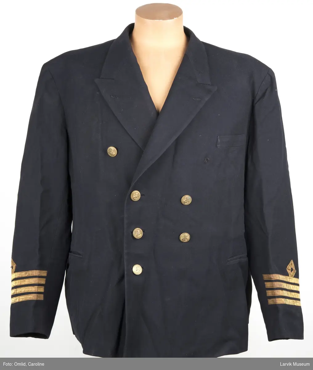 Uniformsjakke, kaptein, 4 gullstriper, dobbeltspent