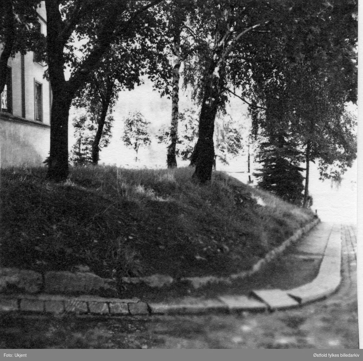Rester av Olavsvollen i hagen til Borregaardsveien (ved St. Mariegate), Sarpsborg 1950.