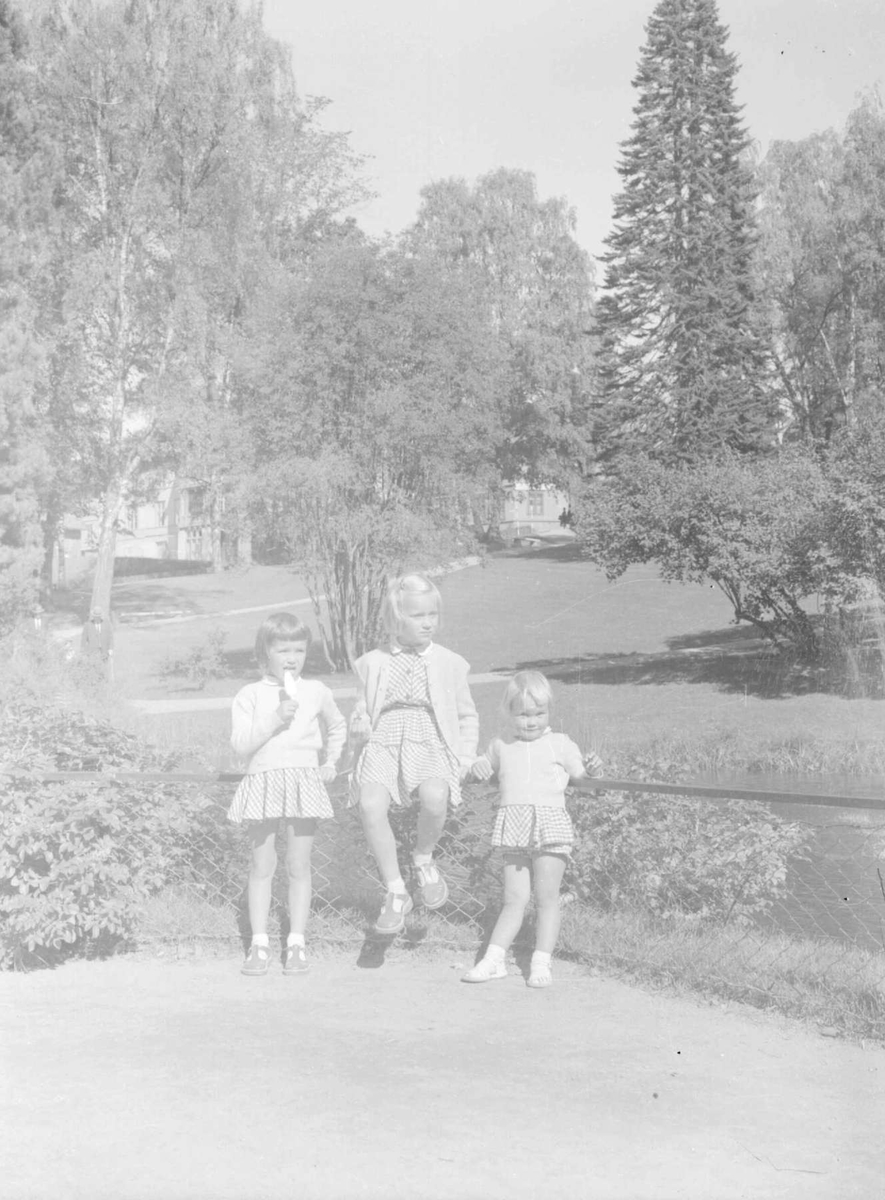Tre piker i Søndre Park. Fru Røthe`s barn.