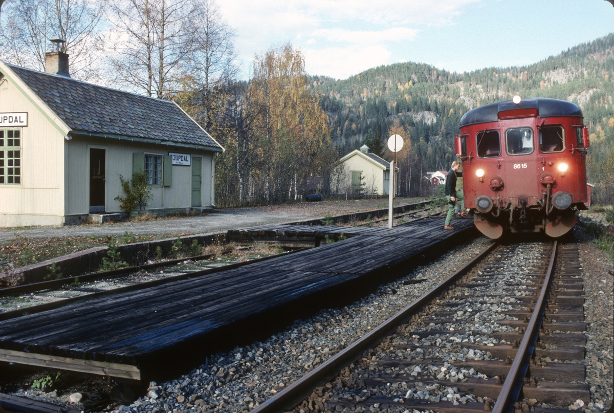 Persontog Rødberg - Kongsberg stopper på Djupdal holdeplass, tidligere stoppested og lasteplass. Numedal.