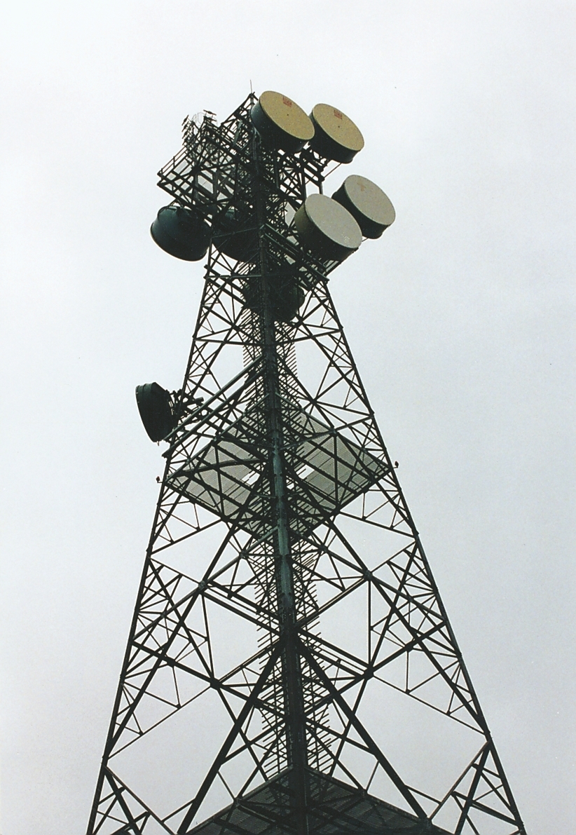 80 meter høy, selvbærende mast uten stag, typisk for 1980- og 1990 årenes utvikling. Masten er i bruk (2015).