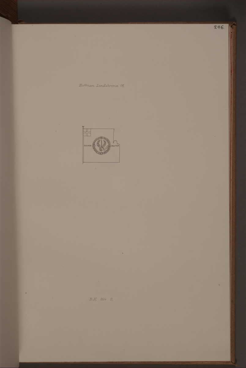 Avbildning föreställande fälttecken taget som trofé av svenska armén. Den avbildade fanan finns delvis bevarad i Armémuseums samling, för mer information, se relaterade objekt.
