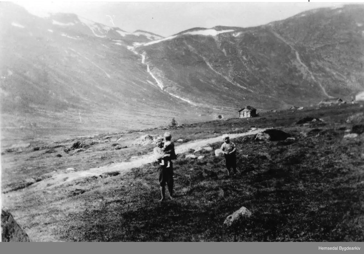 Kyrkjebøenungar på Mørekvam i Hemsedal, ca.1923.
Kan vera Ole og Odd Kirkebøen