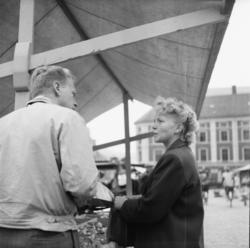 Vardens arkiv. "Torvet. Tyttebærsalg"  02.09.1953