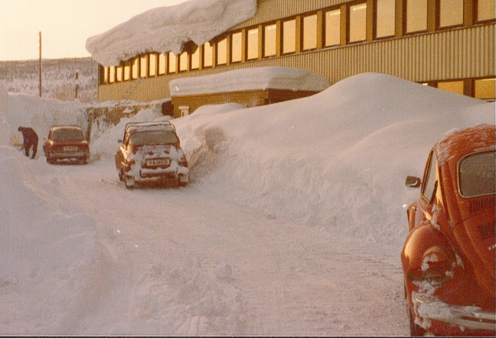 Snøvinter. Rana Gruber, Storforshei 1976.