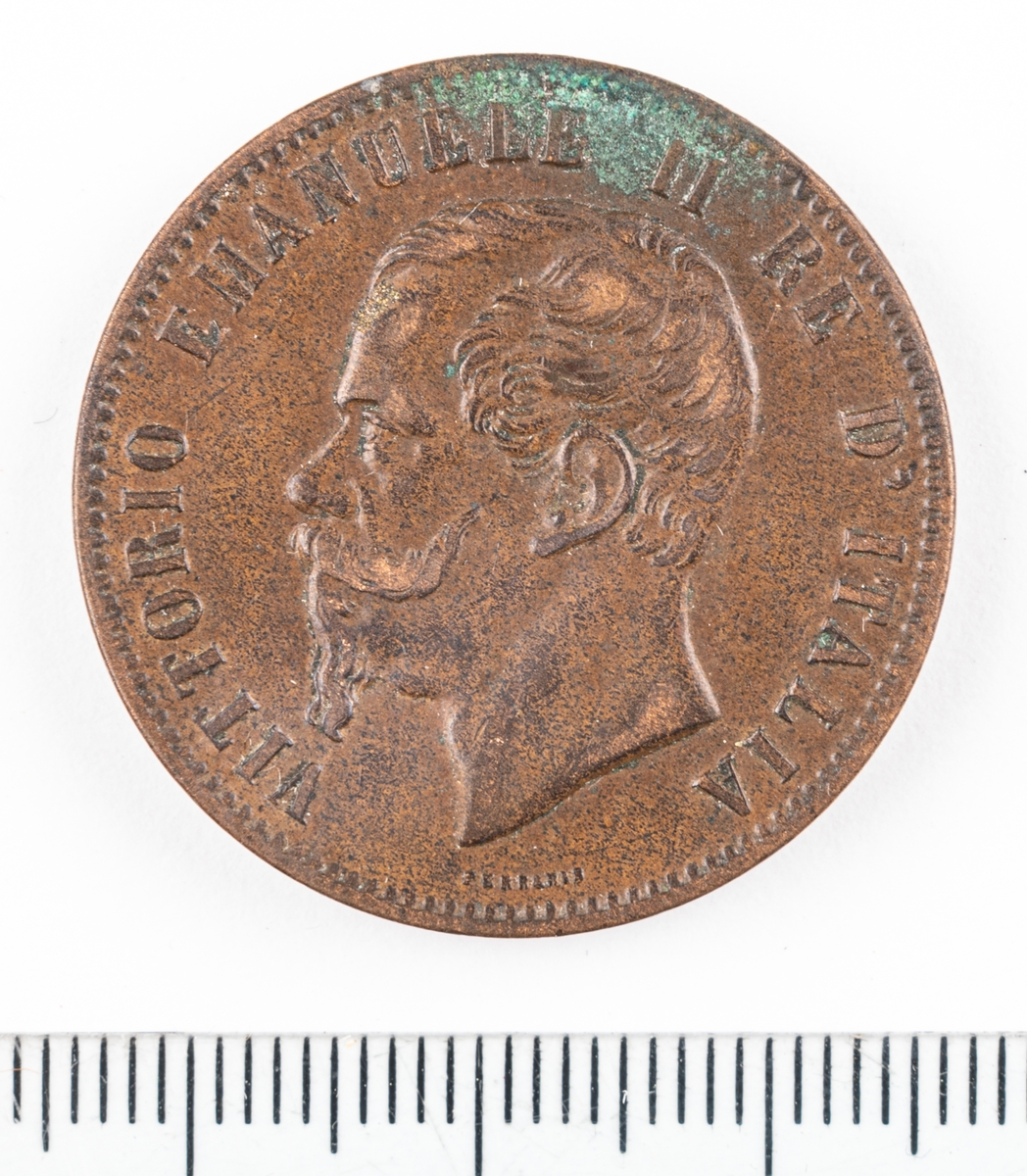 Mynt Italien 1863, 10 Centesimi.