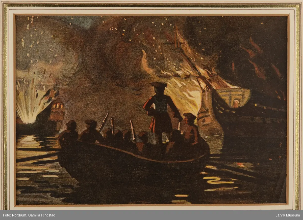 Peter Wessel Tordenskjold betrakter brennende skip