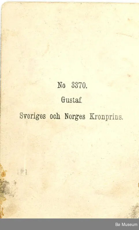 Portrettfoto av kronprins Gustaf, Norges og Sverige kronprins, seinare konge av Sverige