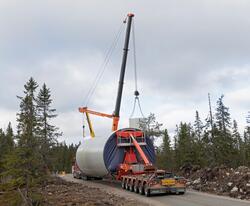 Bygging av vindkraftverk på Finnskogen, Hedmark. Transport a