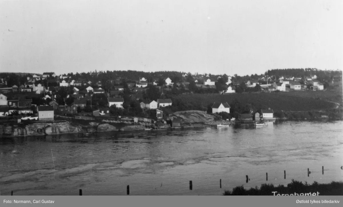 Oversiktsbilde fra Torpeberget  i Borge, fotografert etter  1916 fra Rolvsøy-sida.