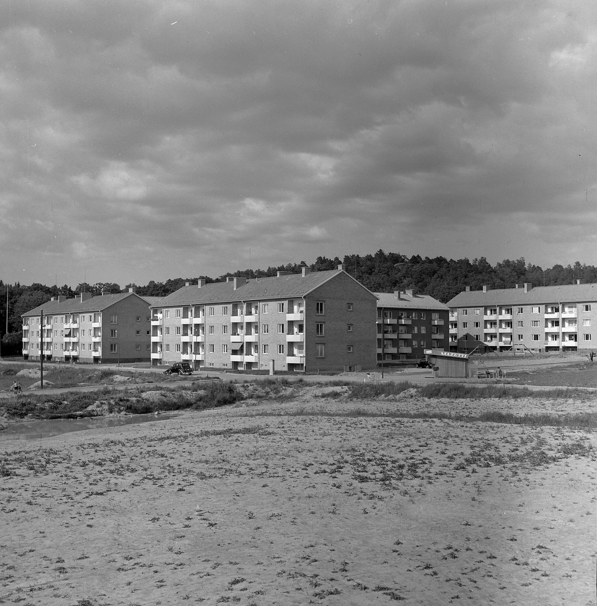Stockslycke, kv Rådmannen och Borgmästaren. Sjömansvägen. Korvkiosken. Aug 1953