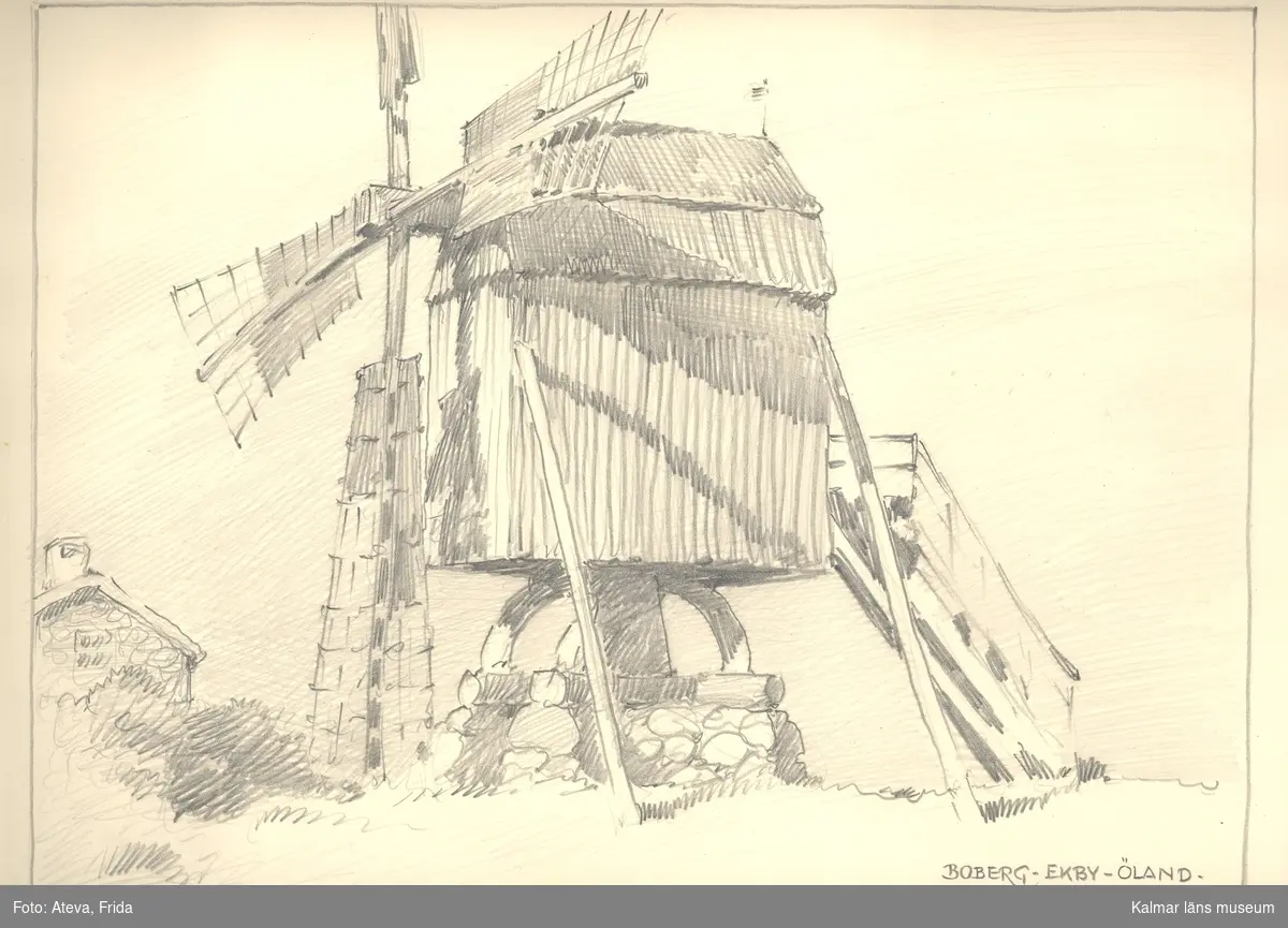 Motivet föreställer en väderkvarn i Egby socken.