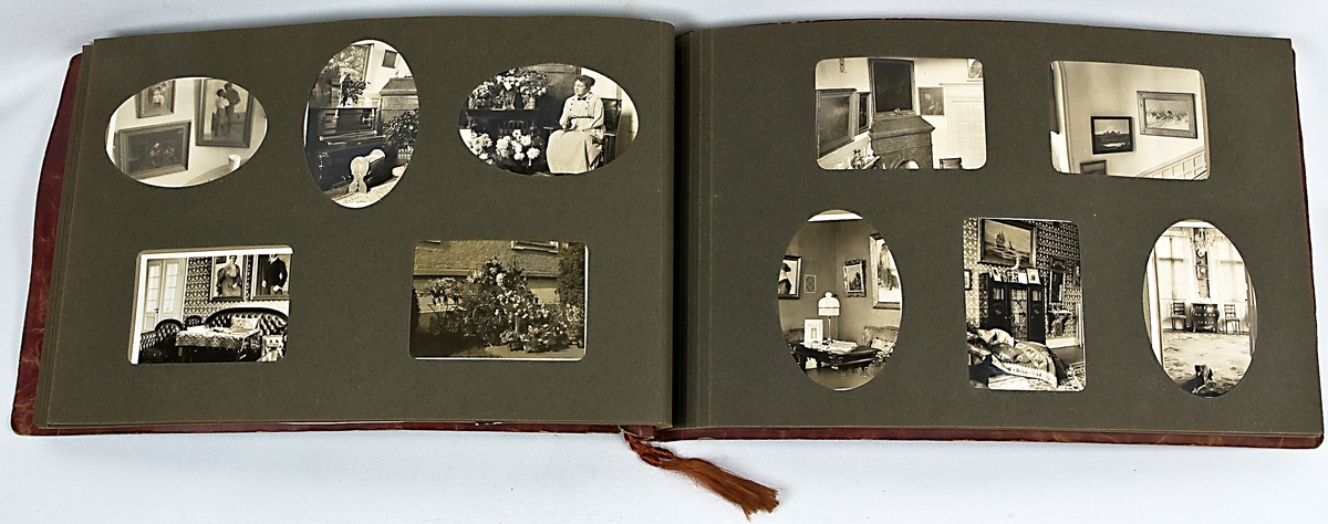 Fotoalbum i mjuka rödbruna pärmar med lönnlövsmönster samt texten. "Pia"Virgo"1922-1923 PH. Humbla". Innehåller foton från Humblas tid på barken "Virgo" samt hem och familjebilder m.m. De sista sju sidorna tomma. Har tillhört Philbert Humbla.