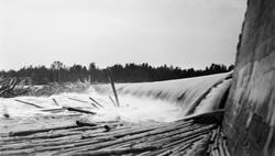 Tømmerfløting ved Skjefstadfossen i Glomma, antakelig sommer