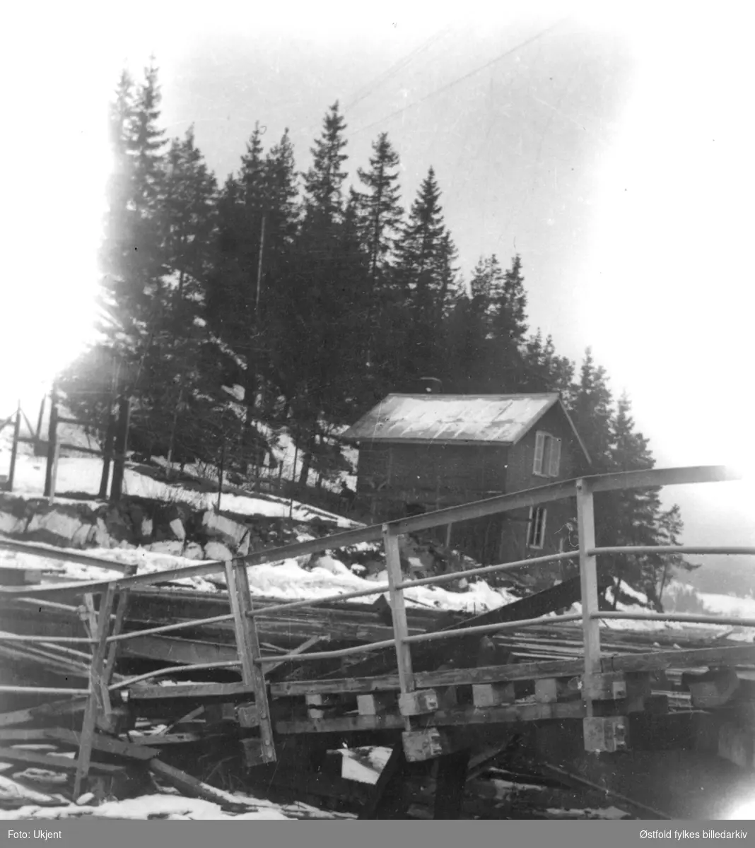 Sprengt bru ved Ørje under andre verdenskrig, 1940-42(?).