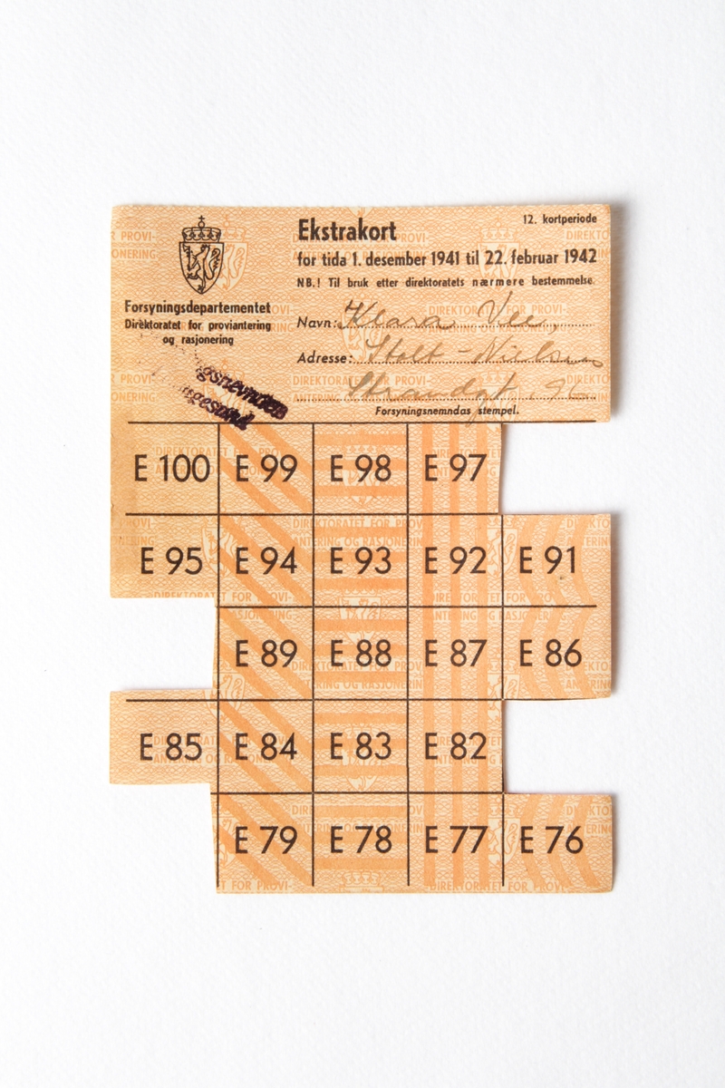 27 ekstrakort fra 1941 til 1943.