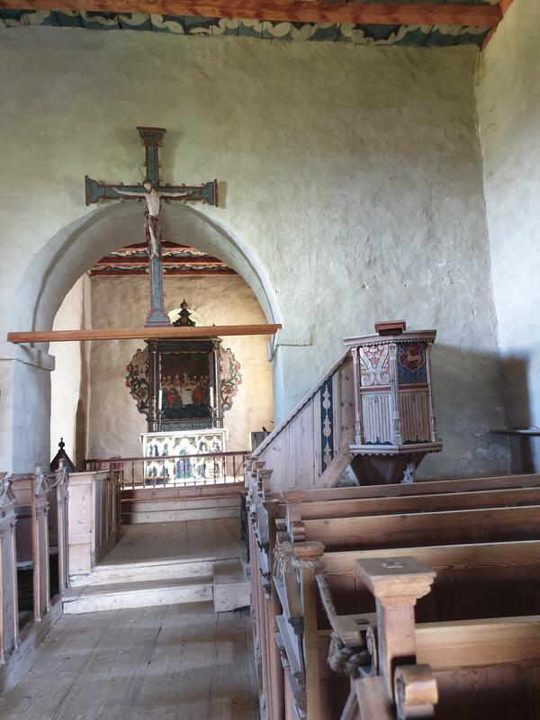 Interiør, Tingelstad gamle kirke. Foto: Randsfjordmuseet (Foto/Photo)