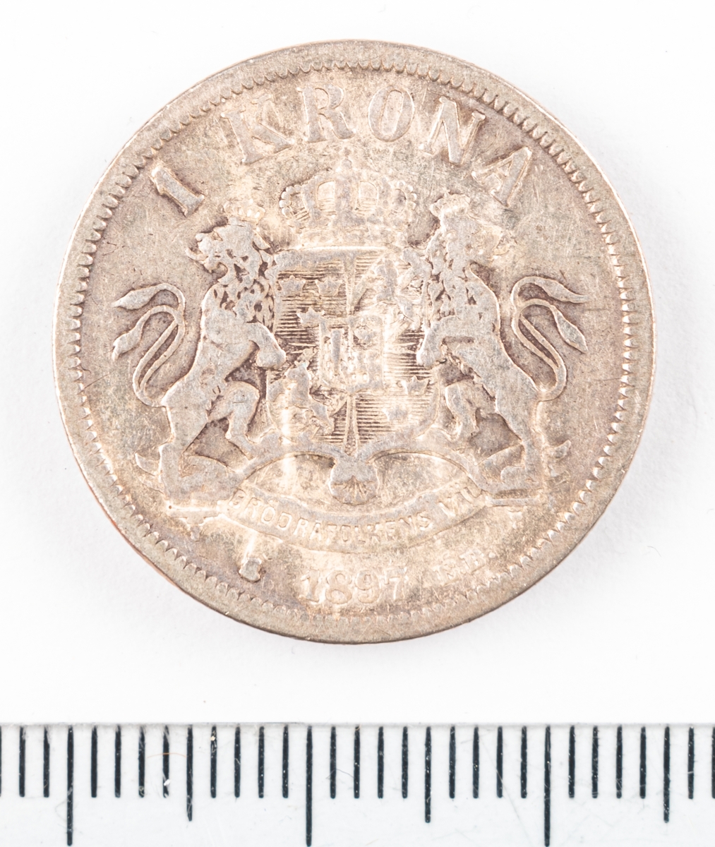 Mynt, Sverige, 1 krona, 1897.